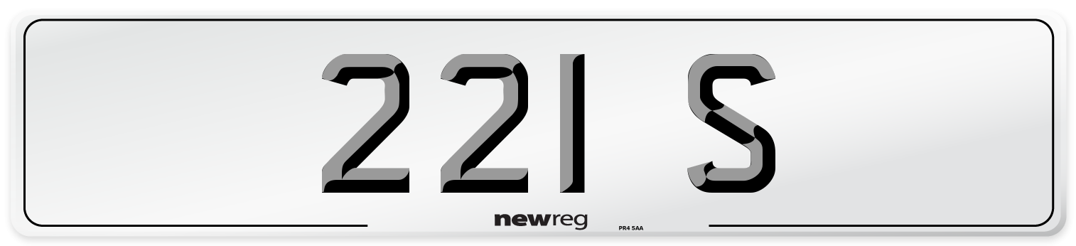 221 S Number Plate from New Reg